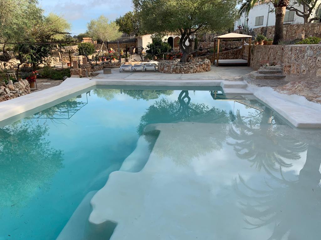 Garden villa pool with microcement steps and terrace